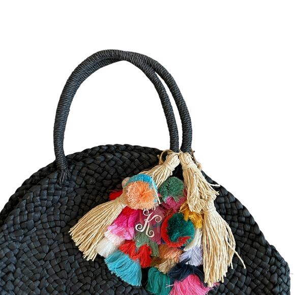 L*Space Black Straw Summer Tote Beach Handbag - Picture 3 of 15